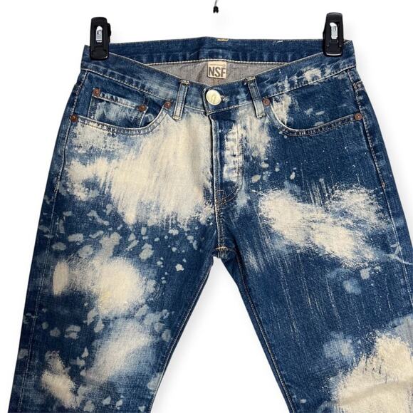 NSF Straight Slouch Bleached Distressed Jean SIZE 26 x 27 Blue RUNS LARGE USA - Picture 5 of 8